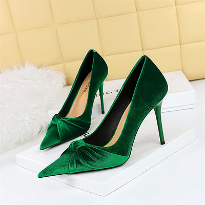 Marime Plus 34-43 Pompe de petrecere clasice, sexy, femei, cu vârf ascuțit, cu toc înalt, toamnă, cu fundătură, pantofi de birou pentru femei, rochie negru verde