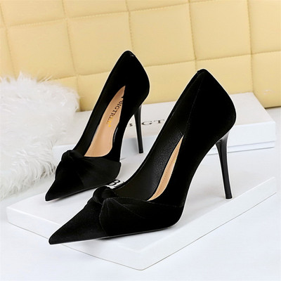 Marime Plus 34-43 Pompe de petrecere clasice, sexy, femei, cu vârf ascuțit, cu toc înalt, toamnă, cu fundătură, pantofi de birou pentru femei, rochie negru verde