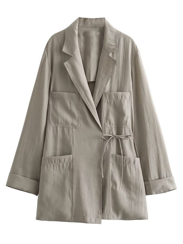 TRAF 2023 Jesenné dámske minimalistické saká a nohavice, módne kancelárske saká s mašľou a dámske nohavice so širokými nohavicami, jarné dámske obleky