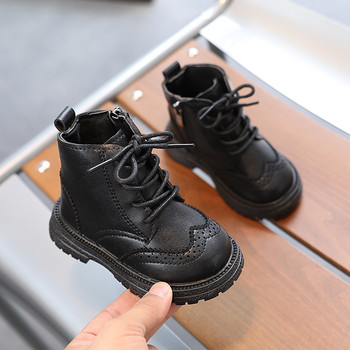 Есенно-зимни официални обувки за момчета от 1 до 6 години, черни, кафяви, красиви в британски стил, детски ботуши на платформа за деца, момче F09084