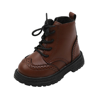 Есенно-зимни официални обувки за момчета от 1 до 6 години, черни, кафяви, красиви в британски стил, детски ботуши на платформа за деца, момче F09084
