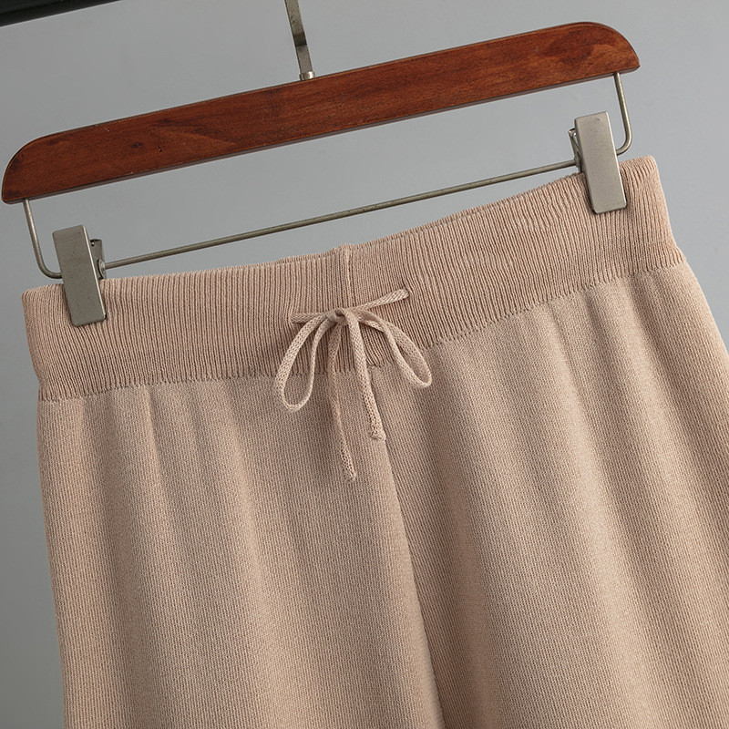 GIGOGOU Základná jar/leto Dámska pletená tepláková súprava s krátkym rukávom, dvojdielna nohavicová súprava, dámske voľné tričko