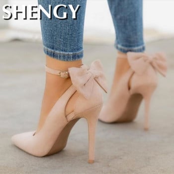 SHY Bow Pumps Дамски високи токчета Stiletto Pumps Секси парти дамски черни сватбени обувки Zapatos Mujer Dropshipping