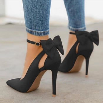 SHY Bow Pumps Дамски високи токчета Stiletto Pumps Секси парти дамски черни сватбени обувки Zapatos Mujer Dropshipping