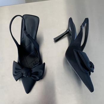 Καλοκαιρινά γυναικεία πέδιλα Μόδα λουράκι παπιγιόν με μυτερά ανοιχτά παπούτσια Γυναικεία casual κομψό φόρεμα Ψηλοτάκουνα Zapatos De Mujer