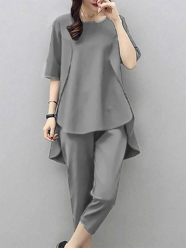 Celmia Fashion Streetwear Kompleti hlača Ženski ležerni labavi top i hlače 2-dijelna odjeća Bluze s nepravilnim porubom Jesenski setovi caprija za 2023.