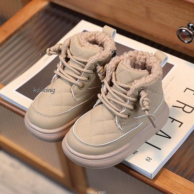 Sügistalvised Laste poolsaapad Soojad plüüsis poistele Väikelaste Tüdrukute saapad Mood Laste vabaajajalatsid Poiste Tüdrukute Saapad Lastele Lamedad