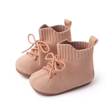 Бебешки обувки Пролетни бебешки сладки детски обувки за момчета Плетена мека гумена подметка Детски маратонки на пода BeBe Ботуши за малки момичета First Walker