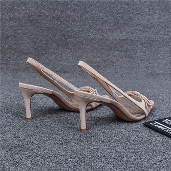 Γυναικεία παπούτσια 2023 Καλοκαιρινή μόδα Pointy Διχτυωτό φιόγκο με αναπνεύσιμο στιλέτο με τακούνι ρηχά σανδάλια για γυναίκες Zapatos De Mujer