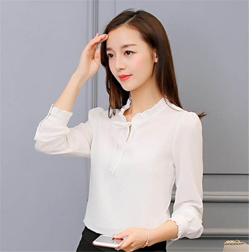 Jesenné dámske tričko s bielym dlhým rukávom, biele tričká, kórejské dámske oblečenie, streetwear, šifónová blúzka, elegantné dámske blúzky, topy PZ2453