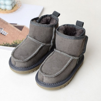 100% φυσικό μαλλί προβάτου Χειμερινά παιδικά παπούτσια Μπότες για αγόρια για κορίτσια Γνήσιο δέρμα Μαλακό ζεστό μπότες χιονιού Ζεστές μπότες για κορίτσια