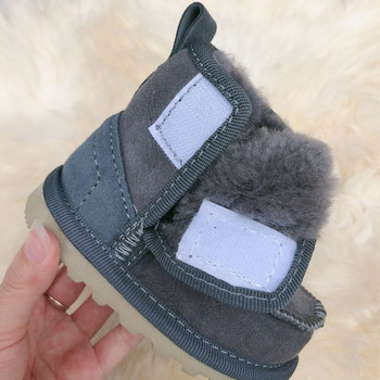 100% φυσικό μαλλί προβάτου Χειμερινά παιδικά παπούτσια Μπότες για αγόρια για κορίτσια Γνήσιο δέρμα Μαλακό ζεστό μπότες χιονιού Ζεστές μπότες για κορίτσια