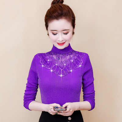 Bluză cu mânecă lungă, broderie la modă de toamnă pentru femei, 2020, ocazional, elegantă, plus bluze din catifea, cămașă Bluza A368