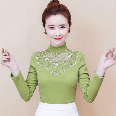 Bluză cu mânecă lungă, broderie la modă de toamnă pentru femei, 2020, ocazional, elegantă, plus bluze din catifea, cămașă Bluza A368