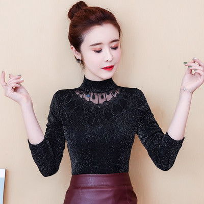 Bluză cu mânecă lungă, broderie la modă de toamnă pentru femei, 2020, ocazional, elegantă, plus bluze din catifea, cămașă Bluza A368