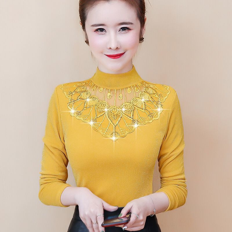 Bluză cu mânecă lungă, broderie la modă de toamnă pentru femei, 2020, ocazional, elegantă, plus bluze din catifea, cămașă Bluza A368