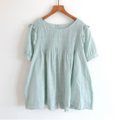 Νέες καλοκαιρινές γυναικείες μπλούζες 2020 Κοριτσίστικα κουμπιά πλάτης Ιαπωνίας με φαρδιά κοντομάνικο λαιμόκοψη Γυναικεία μπλουζάκια