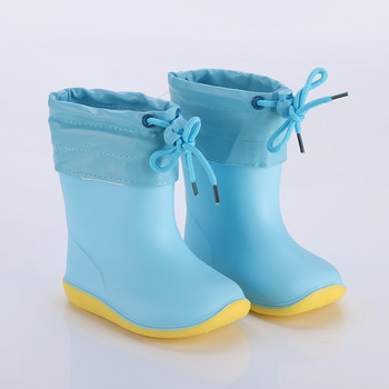 Детски гумени ботуши за дъжд за момиче Нехлъзгащи се ботуши Бебешки момчета Водоустойчиви обувки за вода Топли детски ботуши за дъжд Сваляща се памучна обвивка