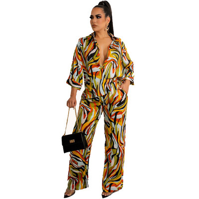 Laia säärega püksid, kaheosalised komplektid, komplektid naiste kevad-sügis pikkade varrukatega särgi ülikond vabaaja 2 tk. komplekt naistele