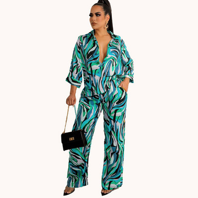 Laia säärega püksid, kaheosalised komplektid, komplektid naiste kevad-sügis pikkade varrukatega särgi ülikond vabaaja 2 tk. komplekt naistele