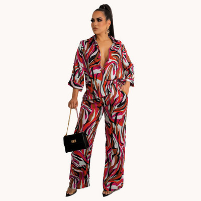 Laia säärega püksid, kaheosalised komplektid, komplektid naiste kevad-sügis pikkade varrukatega särgi ülikond vabaaja 2 tk. komplekt naistele