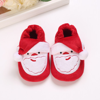 Коледни топли бебешки обувки за първи път на прохождане Зимни бебешки обувки за момчета и момичета 0-18 месеца Коледа Косплей Сладки анимационни бебешки меки обувки