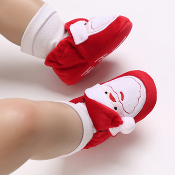 Коледни топли бебешки обувки за първи път на прохождане Зимни бебешки обувки за момчета и момичета 0-18 месеца Коледа Косплей Сладки анимационни бебешки меки обувки