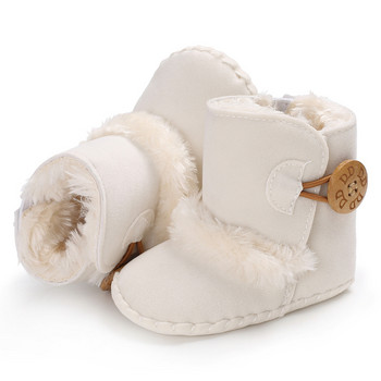 2022 Бебешки есенни зимни ботуши Бебешки момичета Момчета Зимни топли обувки Солидни модни малки деца Размити топки Първи проходилки Детски обувки 0-18M