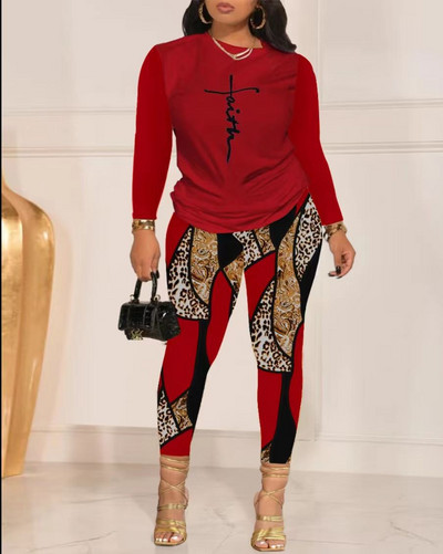 Módne ležérne dámske nohavicové súpravy 2023 jeseň/zima nové potlačené tričká s dlhým rukávom + nohavice dvojdielny oblek dámske oblečenie S-3XL