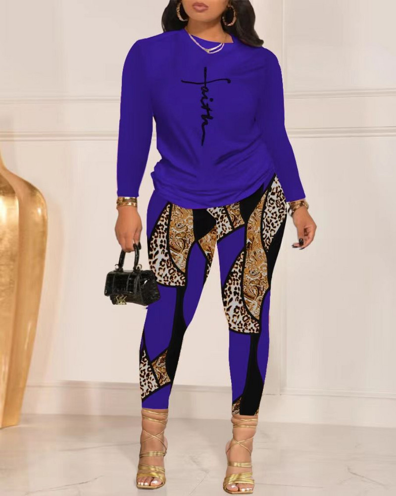 Módne ležérne dámske nohavicové súpravy 2023 jeseň/zima nové potlačené tričká s dlhým rukávom + nohavice dvojdielny oblek dámske oblečenie S-3XL
