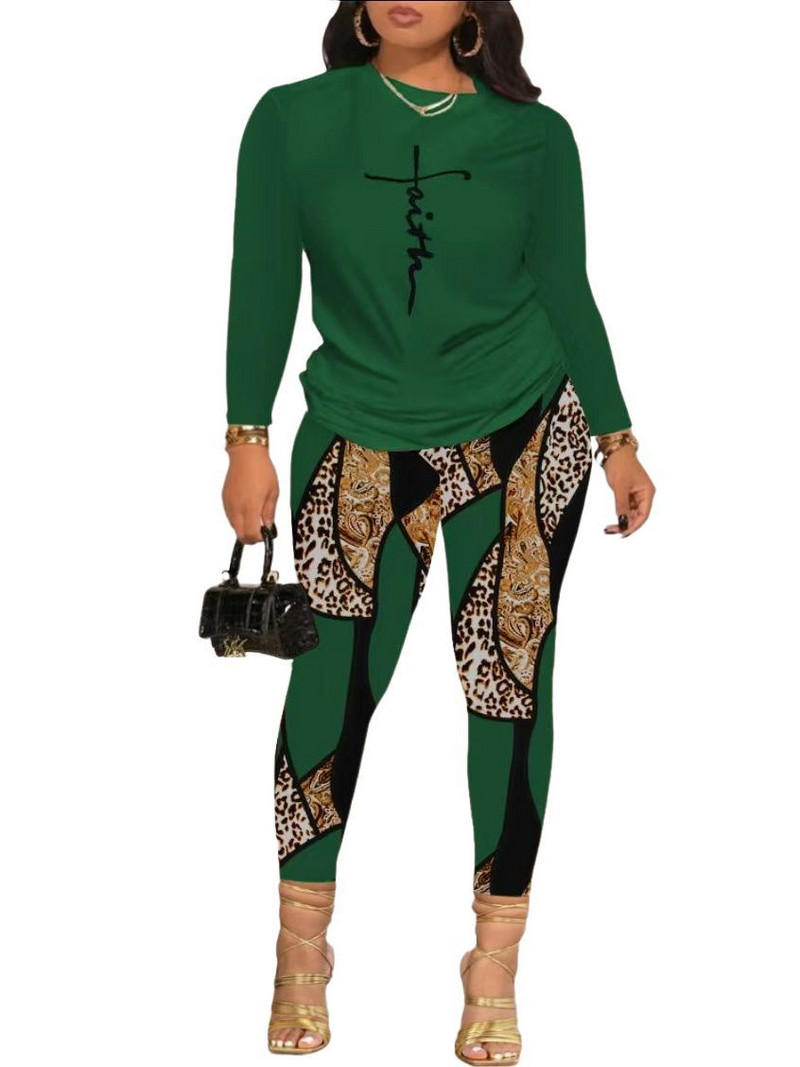 Módne ležérne dámske nohavicové súpravy 2023 jeseň/zima nové potlačené tričká s dlhým rukávom + nohavice dvojdielny oblek dámske oblečenie S-3XL