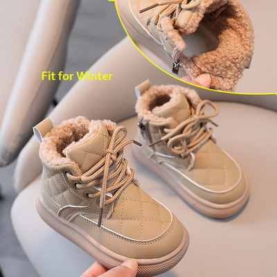 Modne karirane jesenske cipele za djevojčice 2023. Gležnjače za dječake Fleksibilno debelo dno Dječje čizme za snijeg Nove dječje zimske cipele G06253