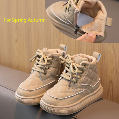 Modne karirane jesenske cipele za djevojčice 2023. Gležnjače za dječake Fleksibilno debelo dno Dječje čizme za snijeg Nove dječje zimske cipele G06253