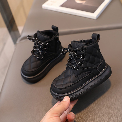 Modne karirane jesenske cipele za djevojčice 2023. Gležnjače za dječake Fleksibilno debelo dno Dječje čizme za snijeg Nove dječje zimske cipele G06253