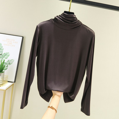 Tanke bluze s donjim dijelom 95% pamuk Ženske košulje dugih rukava Ženske majice s dolčevitom Elastična pripijena bluza Jesen Basal Blusas Feminina