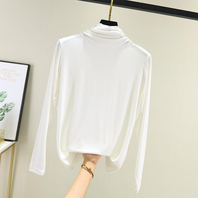 Tanke bluze s donjim dijelom 95% pamuk Ženske košulje dugih rukava Ženske majice s dolčevitom Elastična pripijena bluza Jesen Basal Blusas Feminina