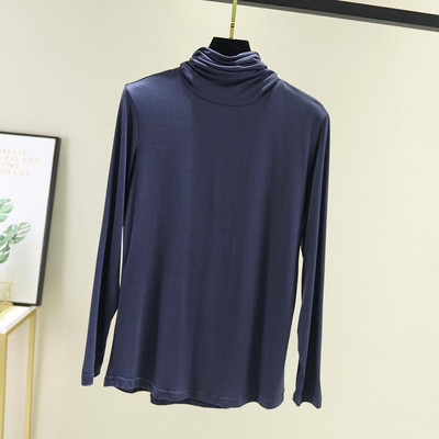 Tanke bluze s donjim dijelom 95% pamuk Ženske košulje dugih rukava Ženske majice s dolčevitom Elastična pripijena bluza Jesen Basal Blusas Feminina