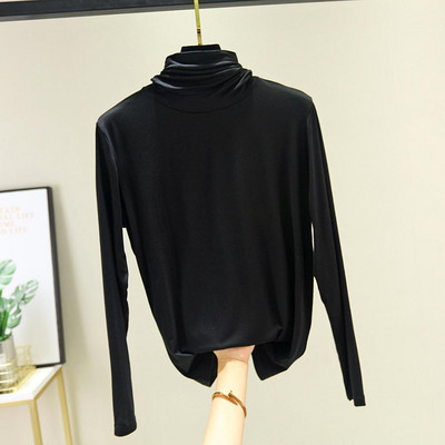 Tanke bluze s donjim dijelom 95% pamuk Ženske košulje dugih rukava Ženske majice s dolčevitom Elastična pripijena bluza Jesen Basal Blusas Feminina