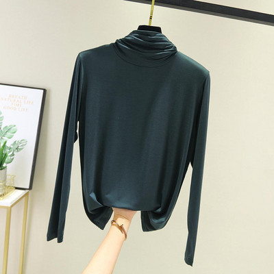 Tanke bluze s donjim dijelom 95% pamuk Ženske košulje dugih rukava Ženske majice s dolčevitom Elastična pripijena bluza Jesen Basal Blusas Feminina