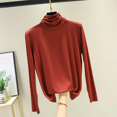 Tanke bluze s donjim dijelom 95% pamuk Ženske košulje dugih rukava Ženske majice s dolčevitom Elastična pripijena bluza Jesen Basal Blusas Feminina