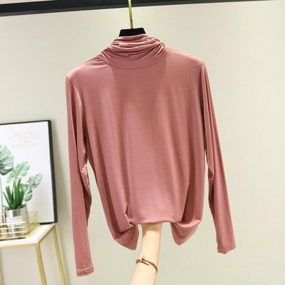 Tanke bluze s donjim dijelom 95% pamuk Ženske košulje dugih rukava Ženske majice s dolčevitom Elastična pripijena bluza Jesen Basal Blusas Feminina