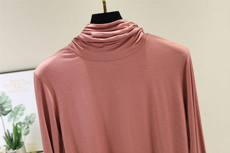 Tanke bluze s donjim dijelom 95% pamuk Ženske košulje dugih rukava Ženske majice s dolčevitom Elastična pripijena bluza Jesen Basal Blusas Feminina