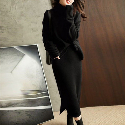 Jesensko pleteno odijelo sa suknjom, dvodijelni komplet suknji, ženski zimski setovi džempera, korejski stil, jesenska dvodijelna odjeća, džemper 2023.
