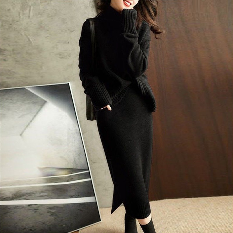 Jesensko pleteno odijelo sa suknjom, dvodijelni komplet suknji, ženski zimski setovi džempera, korejski stil, jesenska dvodijelna odjeća, džemper 2023.
