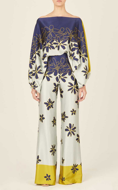 Žensko ležerno odijelo s printom od satena, modne majice s otvorenim ramenima i dugim hlačama, kompleti od 2 komada, proljeće 2023., široka odjeća za putovanje na posao