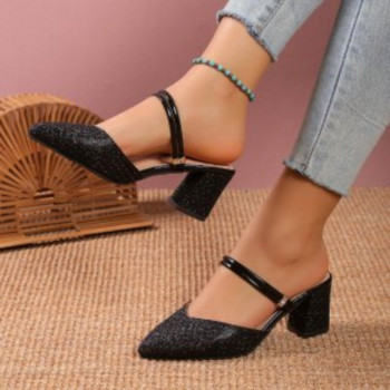 Дамски сандали с масивен ток Лято 2023 Нова мода Удобни елегантни Дамски обувки на среден ток Ежедневни дамски луксозни помпи