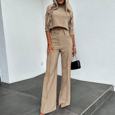 Elegantni ženski komplet hlača s otisnutim prugama Ženska uska bluza i hlače Dvodijelni set ležernih dugih hlača Ljeto Novo odgovarajuće odijelo