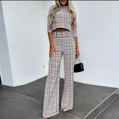 Elegantni ženski komplet hlača s otisnutim prugama Ženska uska bluza i hlače Dvodijelni set ležernih dugih hlača Ljeto Novo odgovarajuće odijelo