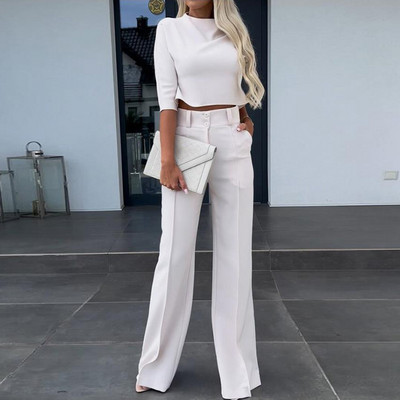 Elegantni ženski komplet hlača s otisnutim prugama Ženska uska bluza i hlače Dvodijelni set ležernih dugih hlača Ljeto Novo odgovarajuće odijelo