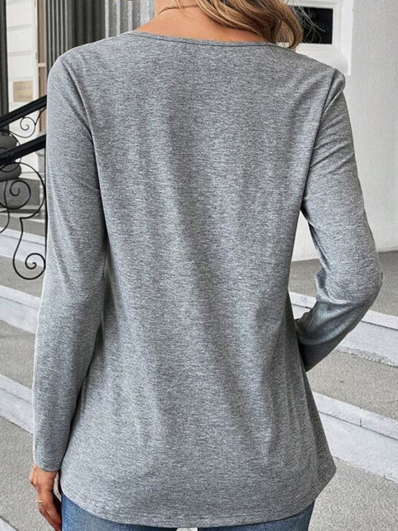 2023. aasta sügistalvine pitsliitmik, pikkade varrukatega pluus Elegantne V-kaelusega naiste naiste kontoris vabaaja tavapärane, lihtsas stiilis šikk tops